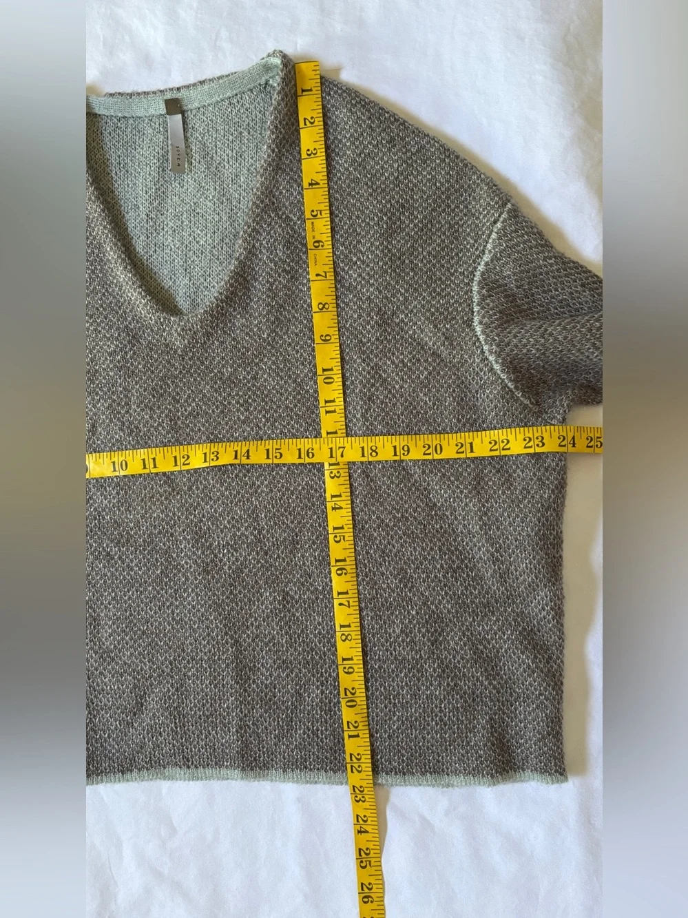 SOYER Women’s Mohair Blend V-Neck Oversized Knit Sweater Taupe 24x23